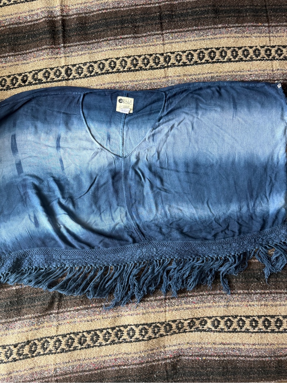 Billabong Blue Tie Dye/ Ombré beach Poncho / Swimsuit cover up Boho Festival/ SM